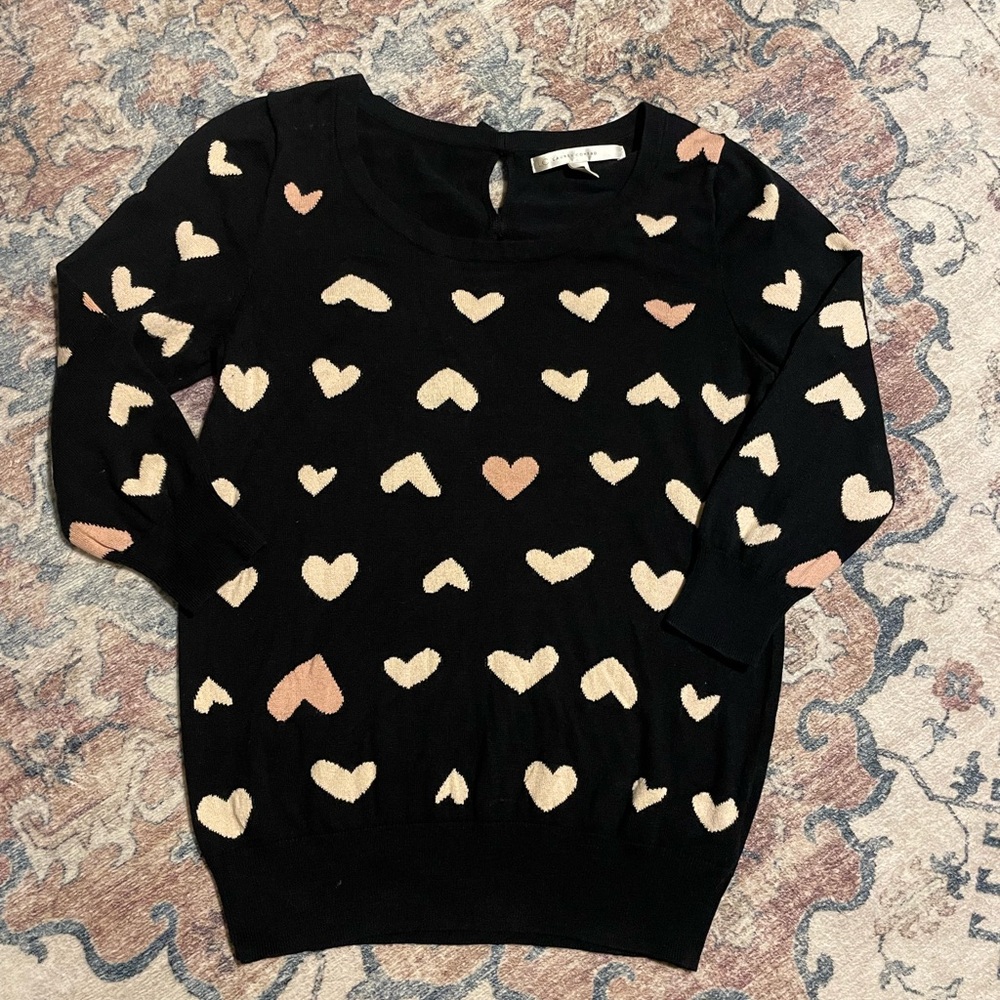 LC Lauren Conrad Black Heart Pattern Sweater